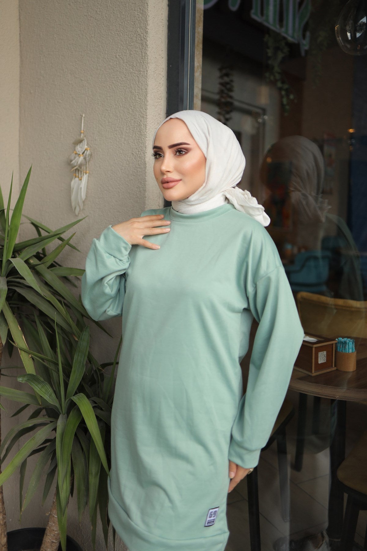 Women's Long Loose Hijab Sports Tunic Set100