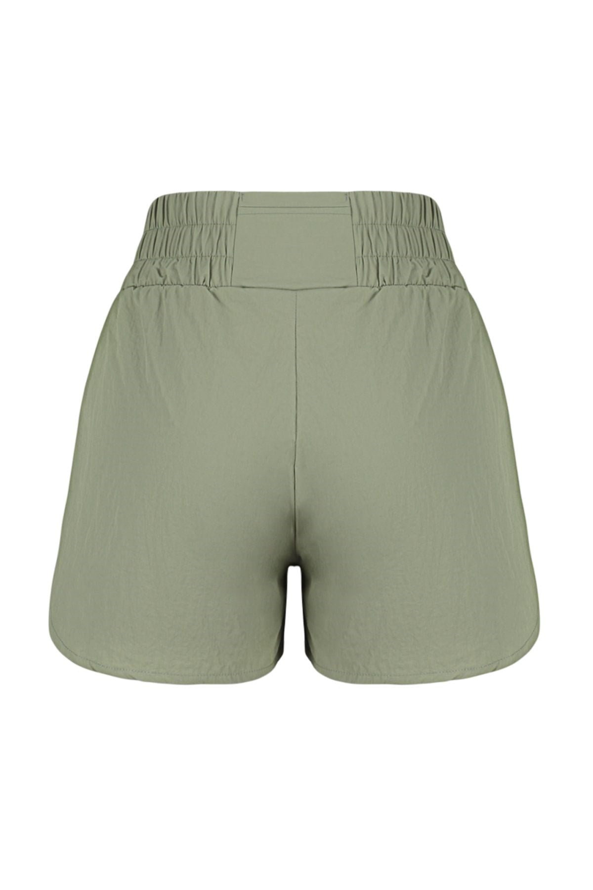 Khaki Waist Pocket Detailed Parachute Fabric Sport Shorts Thmss24sr00003