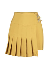 Camel Buckle Detailed Pleated Woven Shorts Skirt Twoss24sr00044