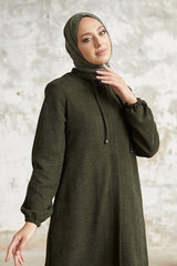 Levina Hidden Patted Abaya - Anthracite Ms00tz6002