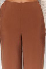 Cinnamon Straight/straight Cut Back Waist Elastic Modal Content Woven Pants Twoss24pl00051