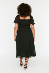 Black Woven Slit Dress Tbbss22ah0012