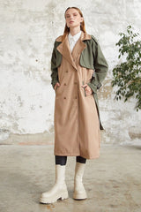 Double Color Apolet Detail Trench Coat - Navy Ms00ant22634