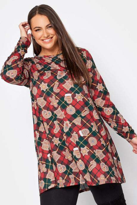 Plus Size Christmas Themed Crew Neck Blouse 321244 Byk-23y-321242