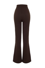 Black Flare Spanish Leg Leg Slit Detailed Woven Pants Twoaw22pl0046