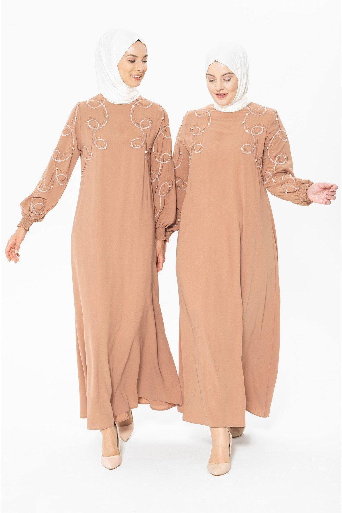 Mint Burkini Dress With Branch Embroidery And Pearl Detail 5241 T21el3m5241