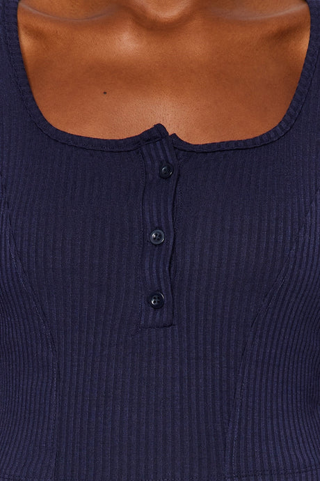 Anthracite Button Detailed Square Neckline Fitted/body-fitting Ribbed Flexible Crop Knit Blouse Twoa