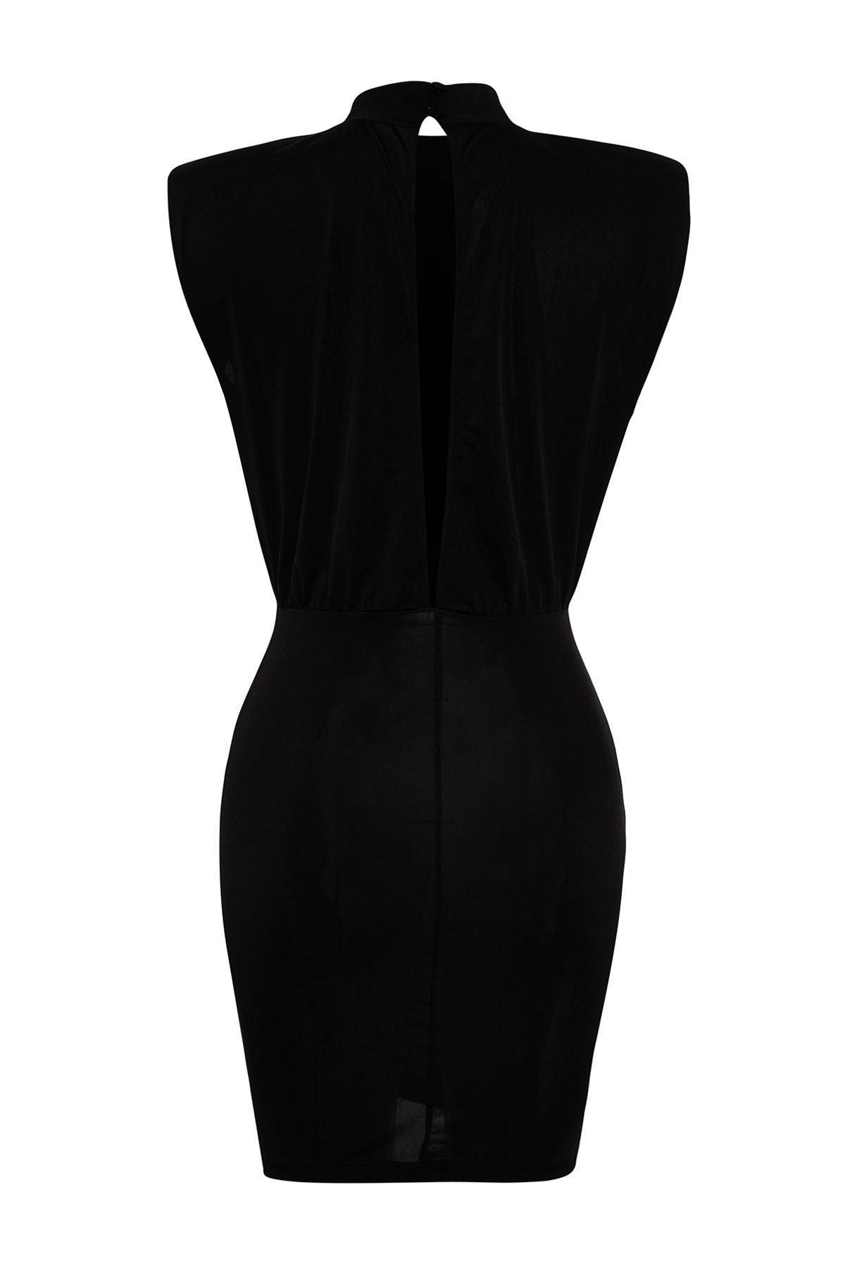 Black Body Sitting Shiny Stone Knitted Satin Elegant Evening Dress Tprss24el00175