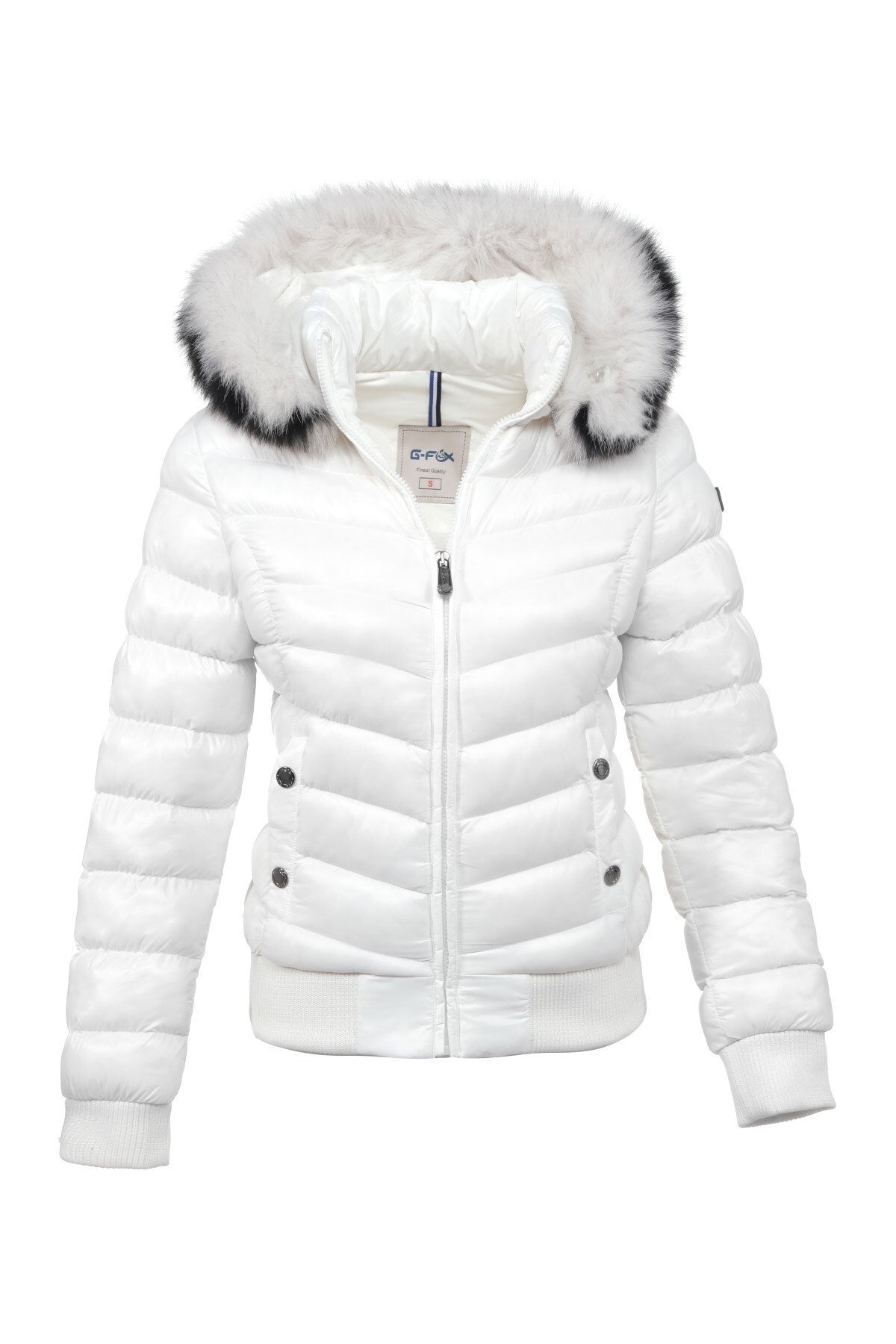 Women's Short Removable Fur Hooded Padded Water Repellent Inflatable Coat 8637 Gfx8637