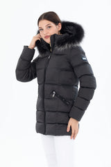 Women's Long Removable Fur Hooded Padded Windproof Water Repellent Inflatable Coat 8651 Gfx8651