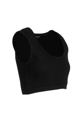 Women's Black Cotton Crop Blouse Lg-oz335-akt