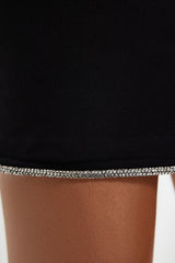 Black Body-fitting Shiny Stone Skirt Tprss24et00000