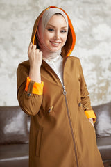 Neon Trench Hooded Sweatshirt At Waist - Taba\ Orange Ms00or12093