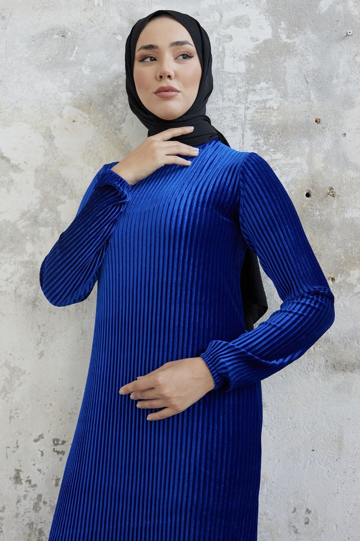 Elza Back Tie Velvet Burkini Dress - Oil Green Ms00an61012