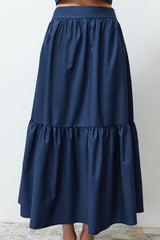 Indigo Flared Maxi Length Woven Skirt Twoss24et00059