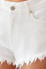 White Denim Tassel Denim Shorts & Bermuda Tbess24sr00005