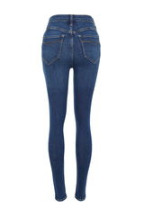 Dark Blue Push Up High Waist Skinny Jeans Twoss24je00086