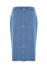 Blue Button Detailed Slit Midi Denim Skirt Twoss20et0494