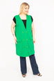 Women's Green Plus Size Front Buttoned Ornament Pocket Long Vest 65n35779 65n35779