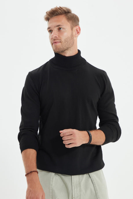 Ecru Men's Slim Fit Full Turtleneck Basic Sweater Tmnaw21kz0755