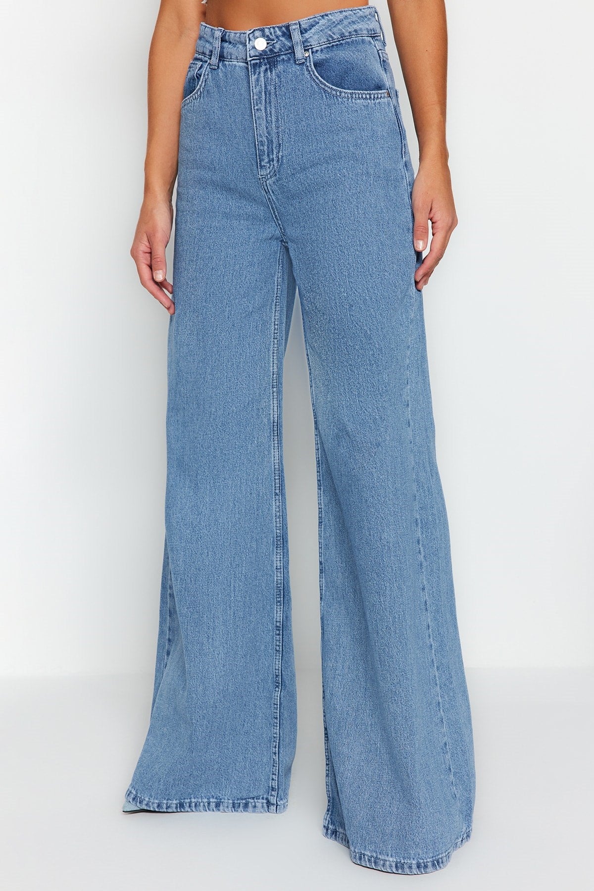 Blue Extra Wide High Waist Wide Leg Jeans Twoss23je00286