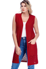 Women's Red Knitwear Vest 18a12066