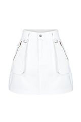 White Zipper Detailed Mini Denim Skirt Twoss24et00080