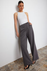 Grey Cross Closure Wide Leg/wide Leg Woven Pants Twoss24pl00112