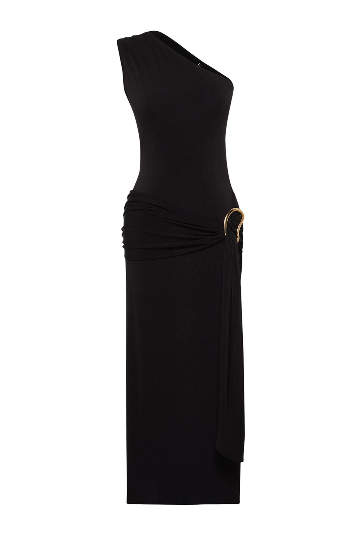 Limited Edition Oil Green Accessory Detailed Maxi Flexible Knitted Pencil Dress Twoss24el00564