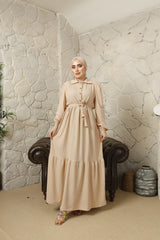 Cotton Shirt Collar Loose Hijab Dress Rge100