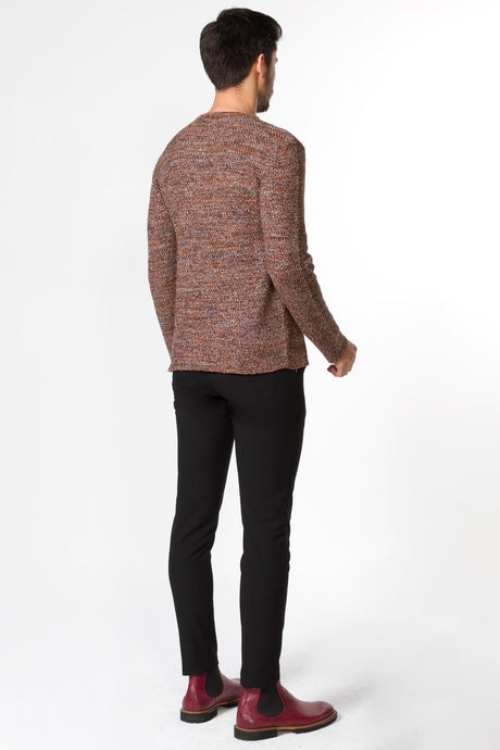 Chiffon Tile Color Slim Fit Long Sleeve Wide Crew Neck Men's Sweater 11301.19k