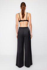 Black Loose Leg Satin Pants Tprss24pl00005