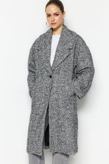 Anthracite Oversize Wide Cut Long Woolen Cashmere Coat Twoaw23kb00168