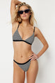 Black And White Striped Triangle Textured Regular Bikini Set Tbess24bt00060