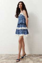 Blue Lace Mini Woven Skirt Twoss24et00182