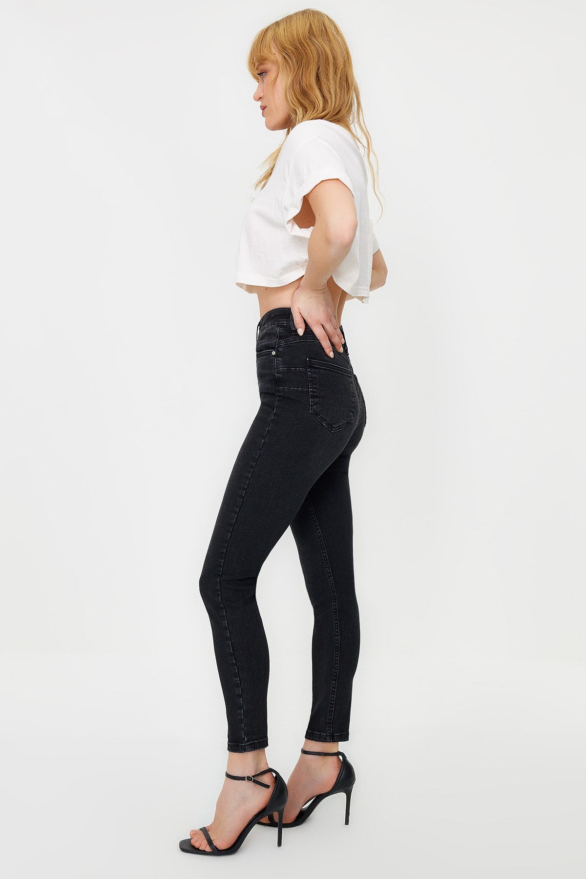 Anthracite Push Up High Waist Skinny Jeans Twoss24je00065