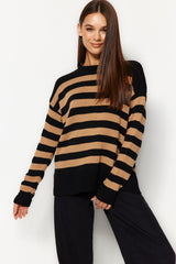 Black Striped Knit Sweater Twoaw24kz00647