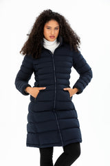 Women Long Removable Hooded Padded Water Repellent Inflatable Coat 8640 Gfx8640