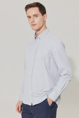 Men's Light Blue Slim Fit Slim Fit Buttoned Collar Chunky Shirt 4a2023100003