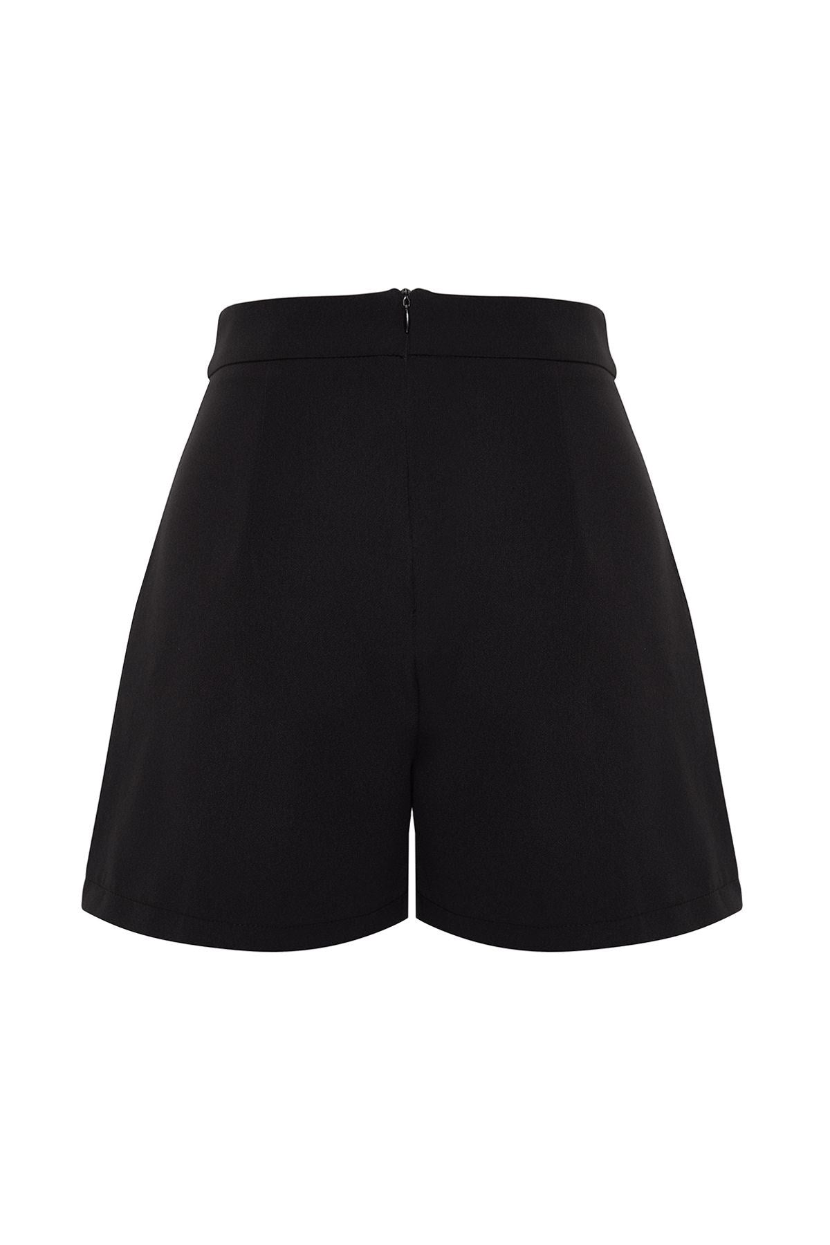 Black Buckle Woven Straight Shorts Twoss24sr00049