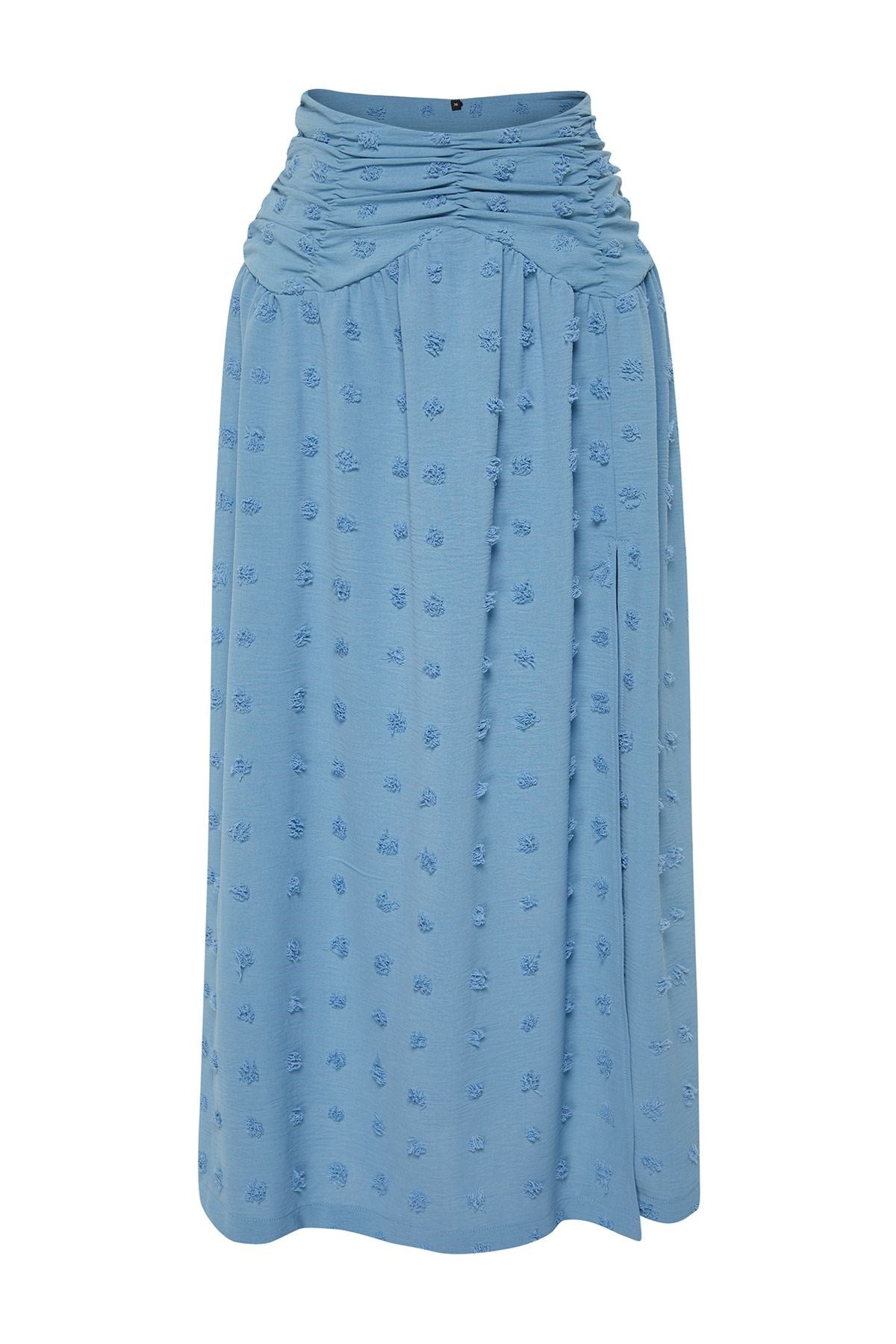 Blue Textured Maxi Woven Skirt Twoss24et00176