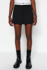 Black Waist Detailed Woven Shorts Skirt Twoaw24sr00009