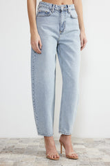 Light Blue High Waist Barrel Jeans Twoss24je00113