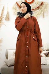 Fur Inner Fleece Long 2002 Coat - Stone Ms00as2002