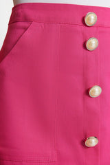 Fuchsia Buttoned Woven Skirt Twoss23et00356