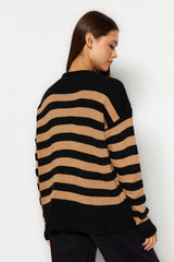 Black Striped Knit Sweater Twoaw24kz00647