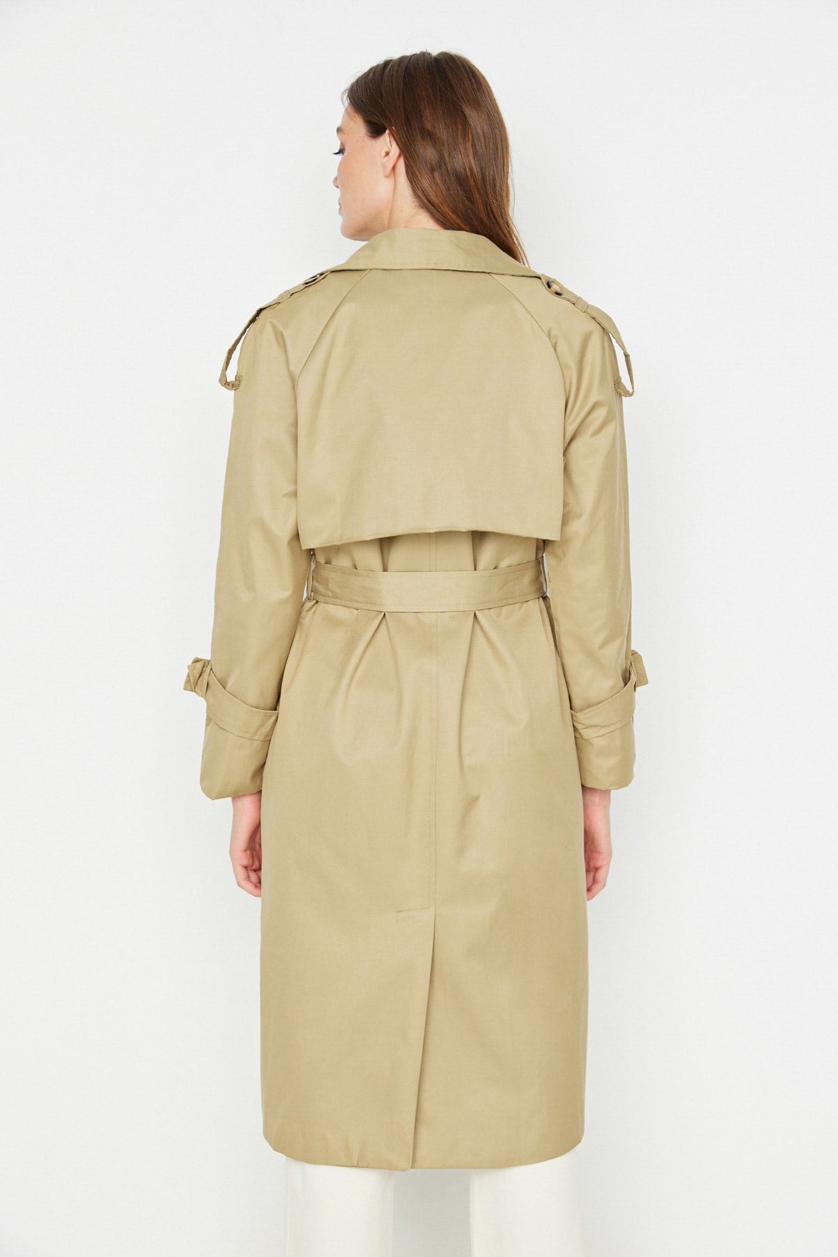 Beige Belted Water Repellent Trench Coat Twoss20tr0012