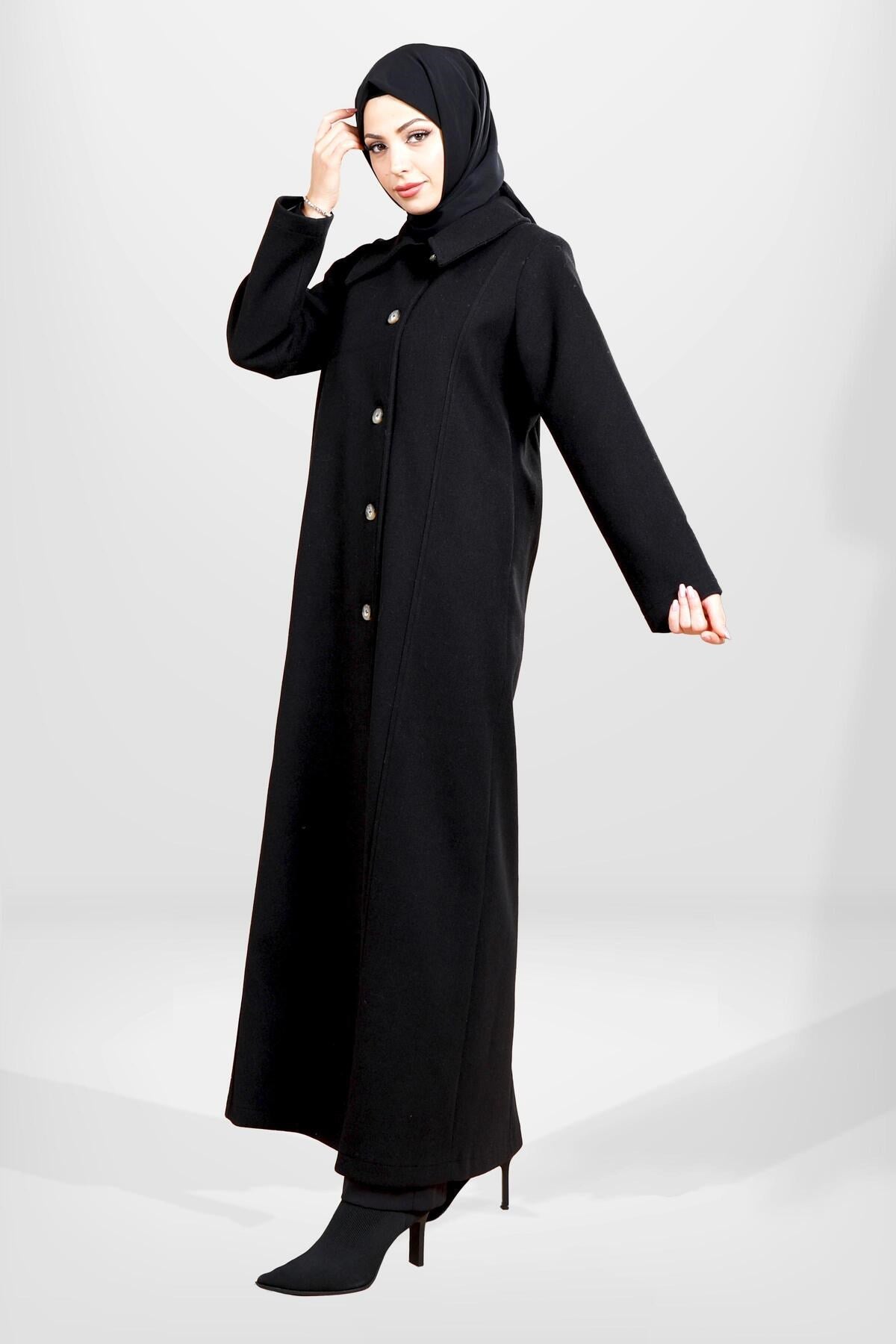 3829 Hijab Black Coat T24mntk3829