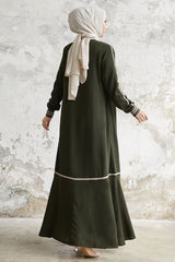 Hazel Stripe Pattern Ribbed Abaya - Black Ms00tz67211