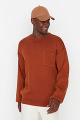 Cinnamon Men's Crew Neck Oversize Fit Knitwear Sweater Tmnaw22kz0146